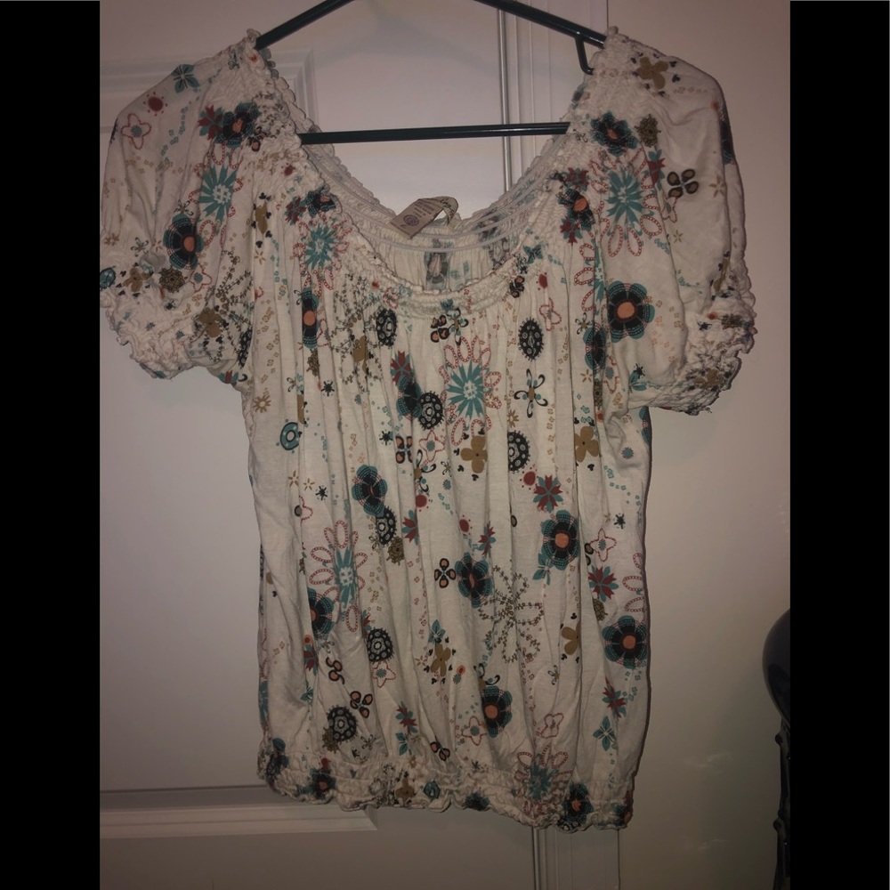 American Rag Floral White Flowy Top